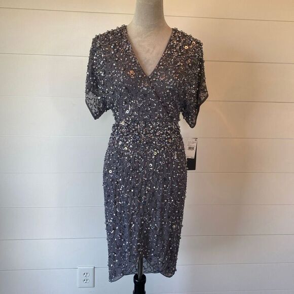 Adrianna Papell Women's Beaded Dolman Sleeve Dress Size 0 New NWT - Picture 5 of 16